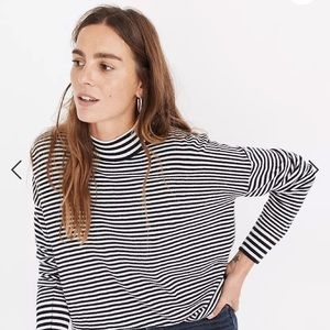Madewell navy and white mock neck sweater